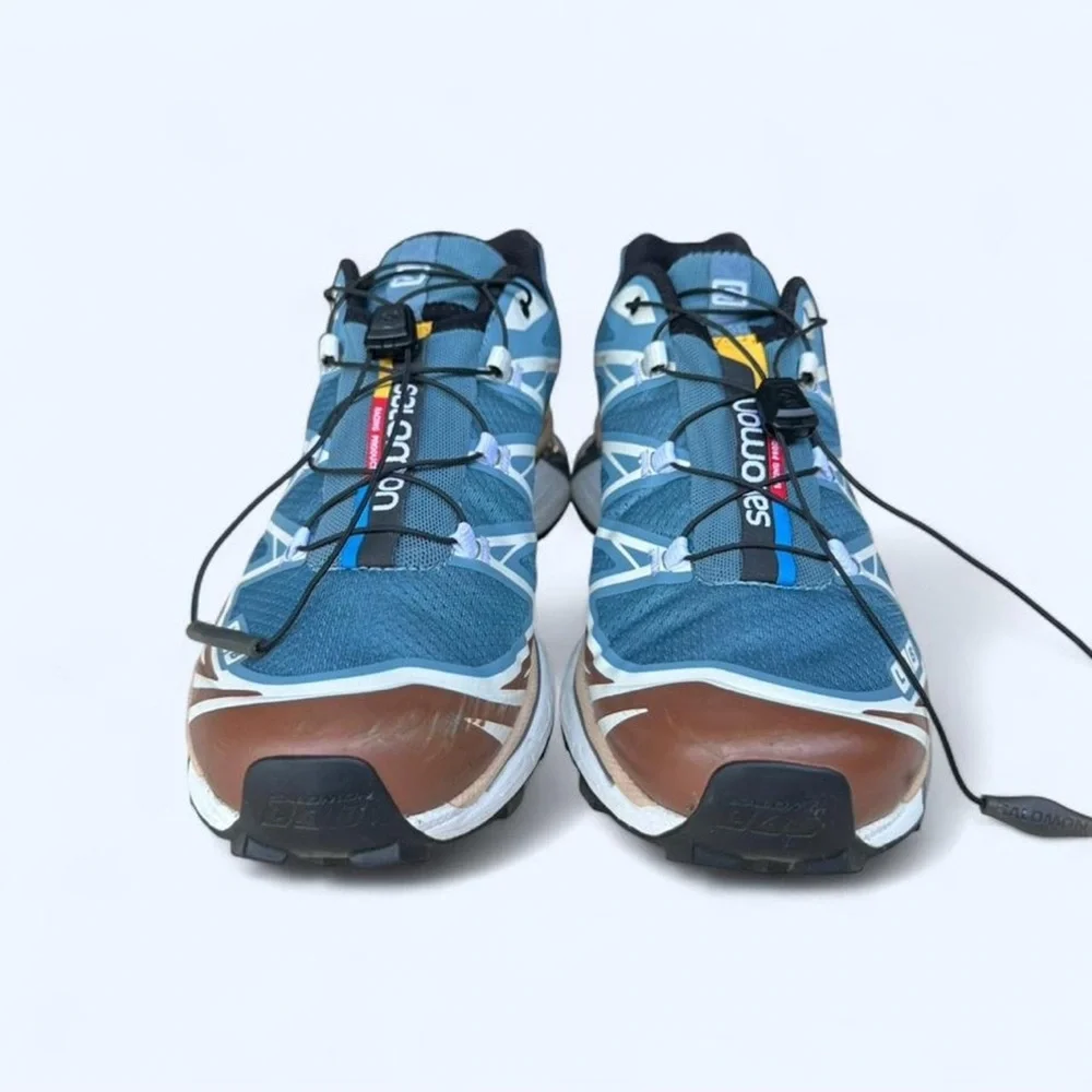 Salomon XT-6 Walnut Maritime Blue Huckleberry Sneakers size 9